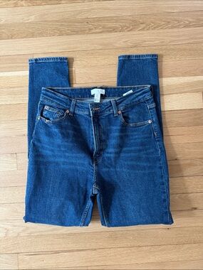 H&M Dark Blue High-Rise Slim Jeans